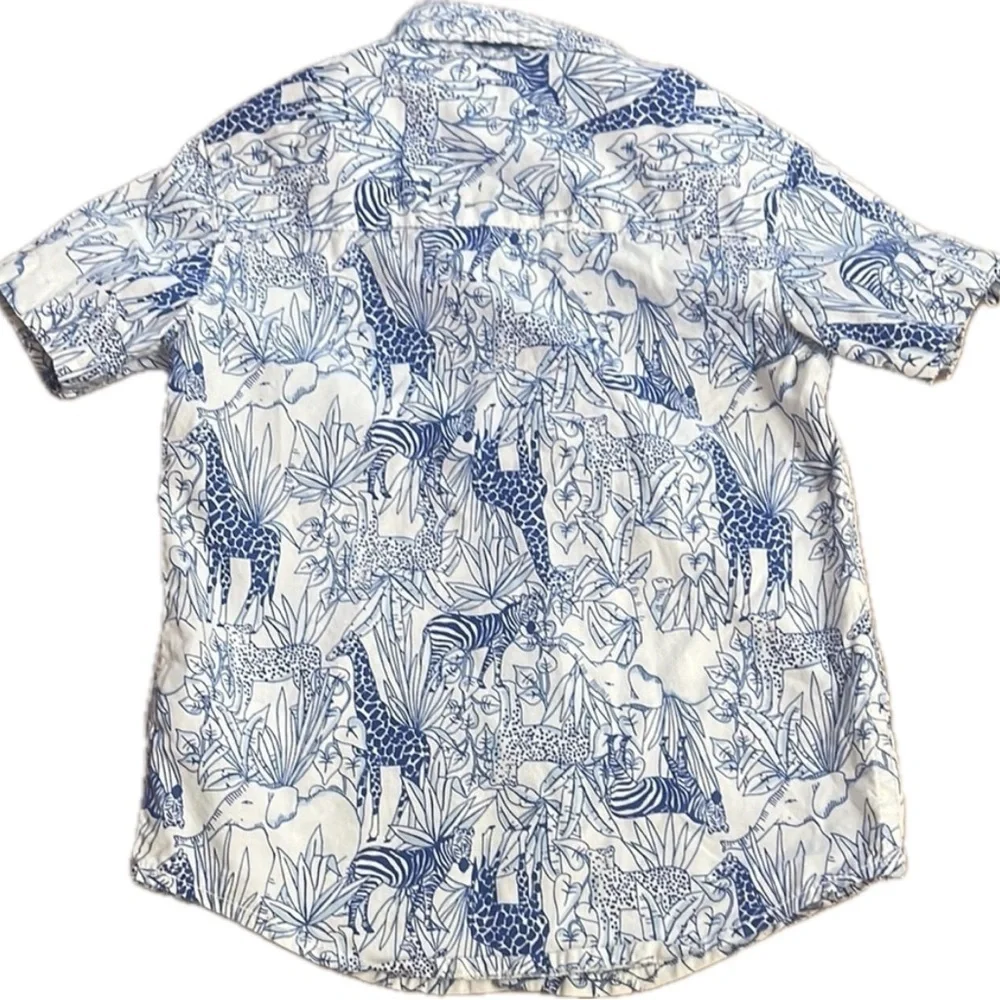 Carter's Blue and White Button Down Jungle Print